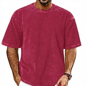 Camiseta de Manga Corta para Hombre, Corte Regular, Lavado Vintage, Cuello Redondo, Color Sólido, Estilo Deportivo, 100% Algodón Canvas, Negro, Beige, Azul - Product Image 1