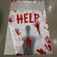 Rideau de douche Halloween en polyester sans crochets avec doublure à clipser, motif sang, imperméable et anti-moisissure pour fêtes et décoration intérieure