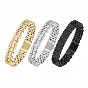 Bracelets pour hommes populaires en acier inoxydable plaqué <span class=keywords><strong>or</strong></span> 18 carats avec fermoir magnétique - Product Image 3