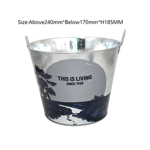 دلو ثلج معدني مجلفن للبيرة بسعات مختلفة (1 لتر، 3 لتر، 5 لتر، 6 لتر، 8 لتر، 10 لتر، 15 لتر، 20 لتر، 30 لتر) بتصميم دائري أو مربع أو بيضاوي مع إمكانية طباعة الشعار حسب الطلب - Product Image 2