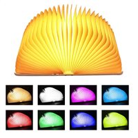 Lampe LED en forme de livre, 5 couleurs, pliable, petite lampe de chevet pour chambre à coucher, rechargeable par USB, couverture en bois
