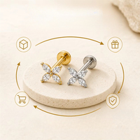 Piercing Labret en Titane ASTM F136 à Filetage Interne pour Tragus, Hélix, Daith, Lèvre - Bijoux de Mode pour Femme - Vente en Gros
