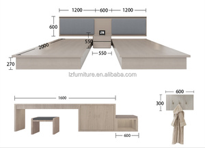 Juego de Cama Minimalista en Tonos Neutros para Hotel con Cabecera Tapizada en Tela y Mesitas de Noche a Juego para Proyectos de Hoteles y Resorts de 3 Estrellas - Product Image 5