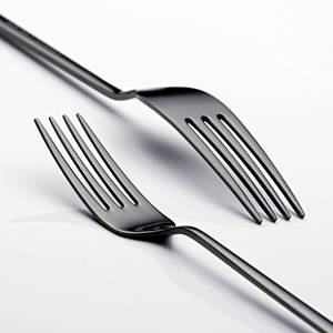 Juego de cubiertos de lujo a granel, logotipo personalizado, juego de cubiertos de acero inoxidable elegante negro para fiesta - Product Image 6