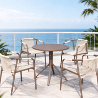 Ensemble table et chaises pliantes en aluminium, style moderne minimaliste, résistant à la rouille et aux intempéries, idéal pour café, salon de thé, jardin - Vente directe usine