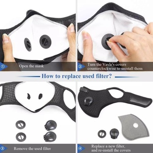 Masque de sport anti-pollution avec filtre à charbon actif remplaçable, masque de cyclisme en maille lavable - Product Image 6