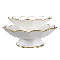 Assiette de service en porcelaine, assiette à fruits en céramique, bol à fruits, assiette à dessert avec bordure en or 1 pièce