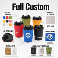 Gobelet à café en paille de blé à double paroi de 350 ml avec logo personnalisé, tasse de voyage portable pour voiture, gobelet de bureau, vente en gros OEM ODM