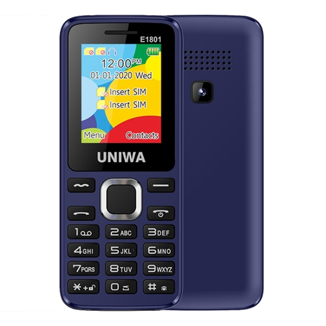 UNIWA E1801 Mobile Phone 1.77 Inch 800mAh Battery 21 Keys FM MP3 MP4 GSM Dual SIM(Black)