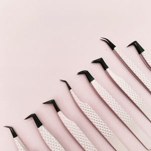 Set Penjepit Bulu Mata Lashfine 90 Derajat Private Label Fiber Grip Fiber Tip Volume dari Baja Anti Karat untuk Ekstensi Bulu Mata - Product Image 2