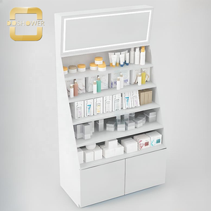 Support de vernis à ongles rectangulaire en bois autoportant gris de conception personnalisée Présentoir de magasin d'articles de toilette en acrylique pour étagère de rangement - Product Image 3