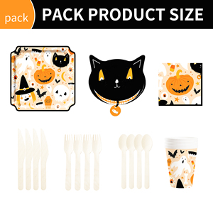 DAMAI Factory Wholesale Disposable Halloween Black Cat-head Pumpkin Paper Plate Set - Product Image 6