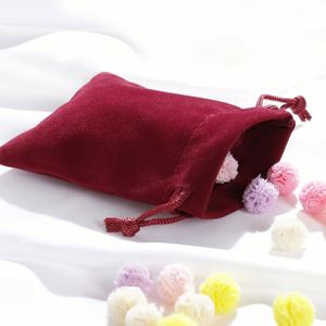 Custom Mini Velvet Gift Bag 3x4inch Red Velvet Cloth Jewelry Packaging Pouches Gift Bag <b>Drawstring</b> Burgundy - Product Image 4