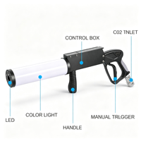 Pistolet CO2 LED One Piece avec Effet Lumineux RGB, Machine à Fumée Jet, Équipement d'Effets Scéniques pour Mariages, Fêtes, DJ, Disco, Classé IP33, Intensité Réglable