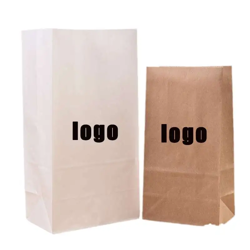 कस्टम डिजाइन लोगो तेल सबूत पाक बारबेक्यू रोटी नाश्ता पैकेजिंग वर्ग नीचे सफेद क्राफ्ट पेपर खाद्य Takeout Takeaway बैग