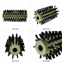 Brosse cylindrique de qualité industrielle, filaments en PP, poils noirs, rouleau à noyau plastique creux, pour le nettoyage des convoyeurs, longueur personnalisée OEM