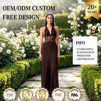 Robe longue en mousseline florale pour femme, dos nu, à nouer, col halter, décolleté plongeant en V, taille en dentelle, 100% coton, sexy, pour usage quotidien, soirées, fêtes et occasions formelles, vente en gros