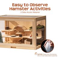 JQ Cochon d'Inde et grande cage à hamster en bois de bambou pour petits animaux de compagnie Accessoires
