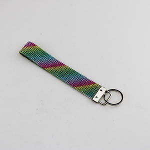 Custom Logo Printing PU <strong>Leather</strong> Wristlet Strap Keychain bling rhinestone key chain bracelet - Product Image 6