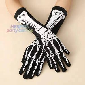ถุงมือยาวลายหัวกะโหลกพิมพ์ลายฮาโลวีนของ HP สำหรับอุปกรณ์ประกอบชุดปาร์ตี้ สามารถใช้ร่วมกับเครื่องตรวจจับเข็มได้ - Product Image 1