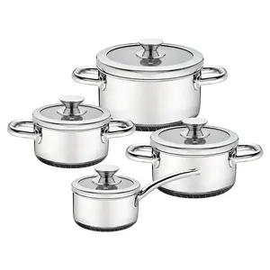 Wholesale Food Grade Triply Stainless Steel Cooking Pot Set Kitchen Honeycomb Pots And Pans Non-stick Cookware Set