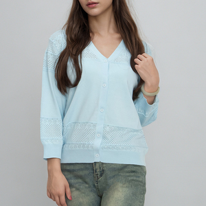 Maglioni Cardigan da <span class=keywords><strong>donna</strong></span> a <span class=keywords><strong>maglia</strong></span> con scollo a V da ragazza alla moda estivi a maniche lunghe per <span class=keywords><strong>donna</strong></span> - Product Image 2