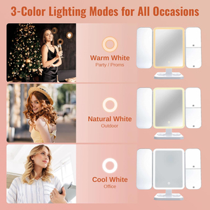 Espejo de Maquillaje Tríptico al por Mayor con Luces LED para Dormitorio y Tocador: Ilumina tu Rostro con Luz Inteligente Complementaria - Product Image 2