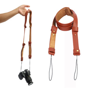 Camera Shoulder Strap Brown Cowhide Leather Vintage Artistic Style Double Protection Shockproof 8Kg Load Capacity - Product Image 1