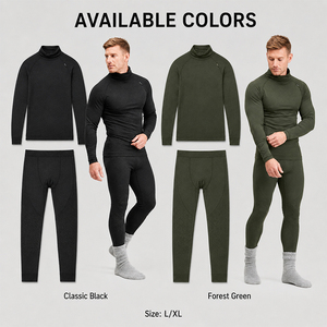 Ensemble thermique de sport d'extérieur pour homme en laine à séchage rapide, pull à manches longues, personnalisable avec logo, haut de gamme, chaud, respirant, pour la randonnée et la course à pied - Product Image 4