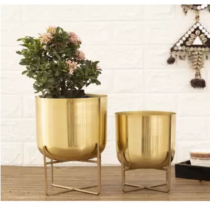 Jardinière de fleurs en poudre noire avec support en métal Design personnalisé Jardinière de sol pour décor de salon intérieur - Product Image 2