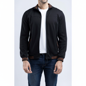 Trench-coat réversible en piqué pour homme, noir, style vintage, col montant, fermeture à glissière, imperméable, pièce unique XS - Product Image 1