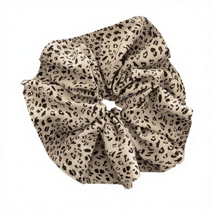 Grand élastique à cheveux rétro en tissu imprimé léopard, style coréen, fait main, haute élasticité, 19 cm, accessoires pour queue de cheval, fête - Product Image 5
