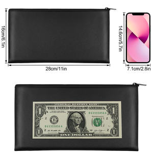 Portable 2 pièces sacs d'argent avec fermeture éclair sacs de dépôt bancaire en cuir de haute qualité sac d'argent de sécurité <span class=keywords><strong>homme</strong></span> pochette d'argent - Product Image 2