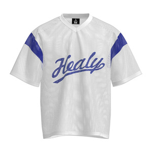 เสื้อเจอร์ซีย์ตาข่ายคอวีสไตล์อเมริกันย้อนยุคสำหรับผู้ชาย HEALY ปรับแต่งได้ ตัดต่อผ้าแบบต่างกัน น้ำหนักเบา ระบายอากาศได้ดี แห้งเร็ว 100% - Product Image 1