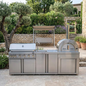 Gabinete de Cocina Modular para Exteriores Resistente a la Humedad, Acero Inoxidable SS304, Colores Fríos, Isla de Cocina con Parrilla, Fregadero y Grifo para Patio - Product Image 2