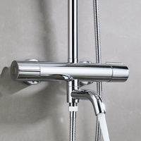 Columna de Ducha Termostática con Recubrimiento en Polvo Aquacubic - Conjunto de Grifería Redonda de Pared con Control de Temperatura