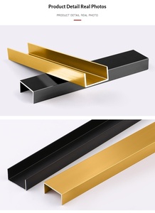 Bandes de finition métalliques, profilés en aluminium – Moulures décoratives pour plafond et mur, rainures en alliage d'aluminium en forme de U, style moderne - Product Image 5