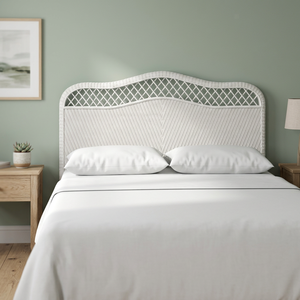Midcentury Modern <b>Wall</b> Bed with Simple <b>Headboard</b> Assembled Rattan Furniture for Home & Hotel Use - Product Image 1