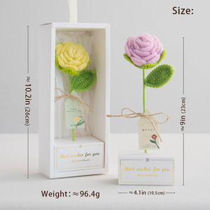 Scatola Rettangolare Piccola con Bouquet <span class=keywords><strong>di</strong></span> <span class=keywords><strong>Rose</strong></span> Artificiali all'Uncinetto, Regalo Creativo per le Feste, <span class=keywords><strong>Auguri</strong></span> Speciali per la Festa degli Insegnanti - Product Image 4