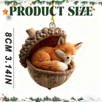 Ornements d'animaux forestiers en forme de gland, animaux de la forêt endormis et confortables, décorations rustiques pour arbre de Noël, cadeaux