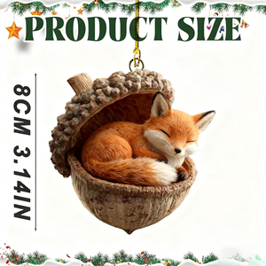 Adornos de Animales del Bosque con Hojas de Roble, Animales del Bosque Durmiendo, Adornos Rústicos para Colgar en el Árbol de Navidad, Regalos - Product Image 3