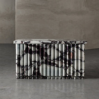 Table console en marbre Verde Alpi, design moderne et luxueux, table de présentation en pierre verte pour projets d'intérieur, couloir, entrée