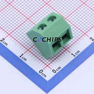 DB127S-5.08-2P-GN-S Screw Terminal Block P=5.08mm Connector ( Construction: 1x2P )( Pitch: 5.08mm )( Color: Green ) - Product Image 1