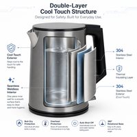 Nouvelle bouilloire électrique et théière sans fil en métal coloré pour hôtel, 1L 1200W, avec arrêt automatique et base rotative à 360°