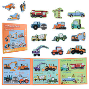 Livre de puzzle magnétique de véhicule <span class=keywords><strong>d</strong></span>'ingénierie 3 en 1, jouet éducatif pour enfants, <span class=keywords><strong>jeu</strong></span> <span class=keywords><strong>d</strong></span>'appariement de formes pour les enfants de 3 ans et plus - Product Image 1