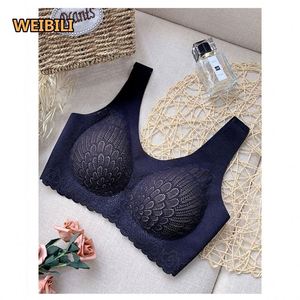 Hot Thailand Comfort Push up Floral Lace Laser Cut Rimless Vest Tube Top <strong>Bra</strong> One Piece Seamless Padded Yoga Sleep Removable <strong>Bras</strong> - Product Image 5