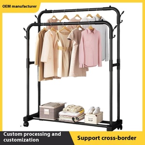 Doppia asta per interni in metallo per uso domestico stendibiancheria appendiabiti in tessuto per camera da letto balcone Cross-Border cappotto <span class=keywords><strong>Organizer</strong></span> - Product Image 2