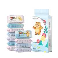 Mini wegwerpdoekjes in een zakje, draagbaar met trekstrip, reinigingsdoekjes voor de handen en mond van baby's, babyvochtige doekjes