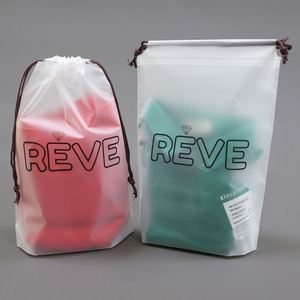 Sac à cordon en EVA givré avec logo personnalisé, pochette de rangement en plastique mat imperméable pour vêtements, chaussures, maillots de bain, emballage cadeau - Product Image 4