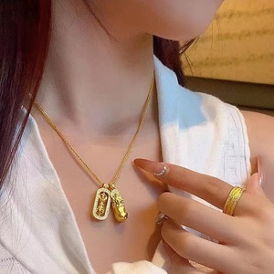 Collar <span class=keywords><strong>de</strong></span> Cadena con Eslabones Chapados en <span class=keywords><strong>Oro</strong></span> <span class=keywords><strong>de</strong></span> 18K, Estilo Pixiu King Kong, para Hombre y Mujer, Estilo Clásico, Atrae la Riqueza - Product Image 3